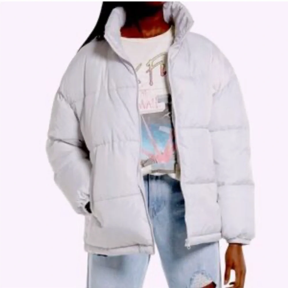 Nordstrom BP Juniors Silver Grey Puffer Jacket Size Small - Picture 1 of 6